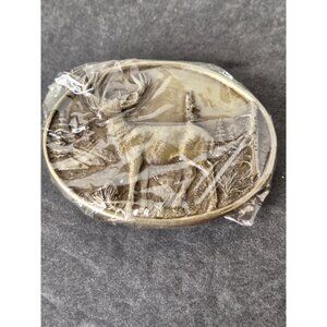 Buck Deer Stag Dress Belt Buckle Hunter Nature Forest Vtg 80s Siskiyou